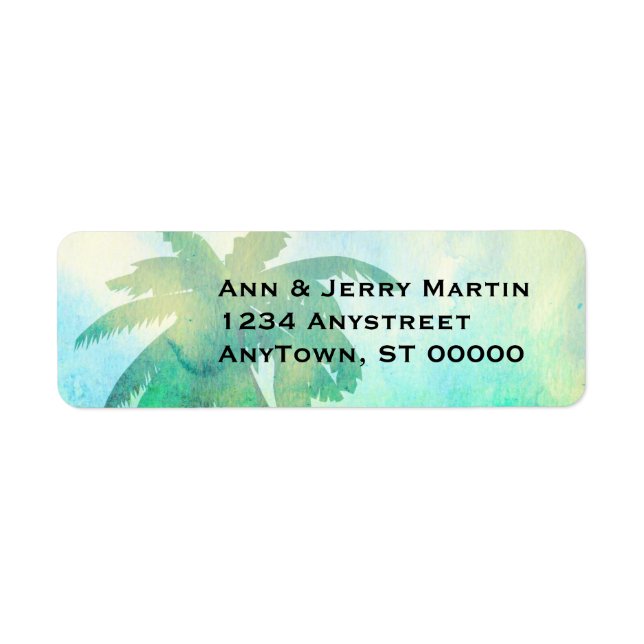 tropical palm tree art custom return address label (Front)