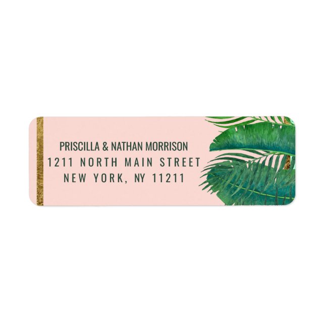 Tropical Palm Tree Banana Leaf Gold Adresse (Devant)