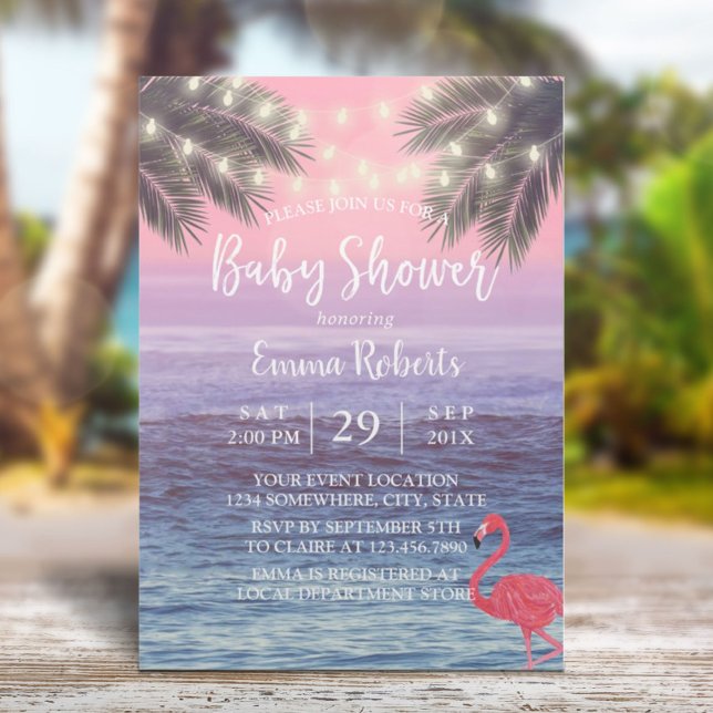 Tropical Palm Tree Beach Baby Shower Invitation (Creator Uploaded)