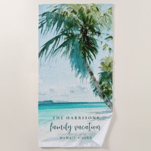 Tropical Palm Tree Beach  Beach Towel