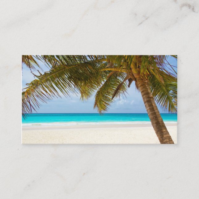 Tropical Palm Tree Beach Landscape Business Card (Front)