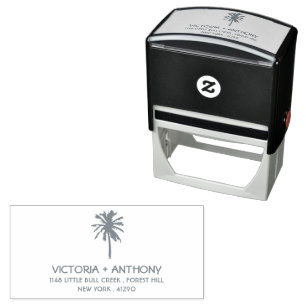 Tropical Palm Tree Beach Return Address Self-inking Stamp