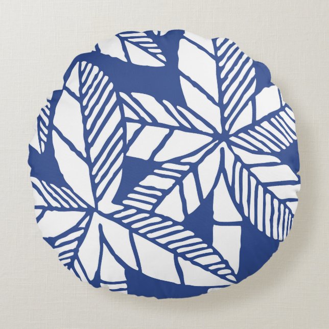 Tropical Palm Tree Beach Round Pillow (Front)