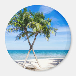 Tropical palm tree beach summer paradise photo magnet