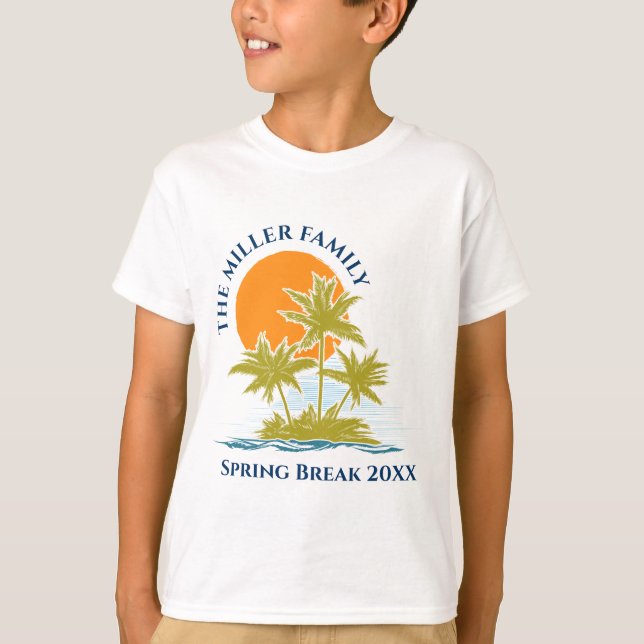 Tropical Palm Tree Beach Trip Sunset Cute Custom T-Shirt (Front)