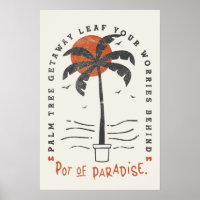 Tropical Palm Tree Beach Vibes Summer Sun Retro