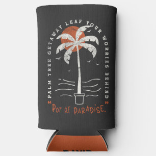 Tropical Palm Tree Beach Vibes Summer Sun Retro Seltzer Can Cooler