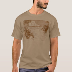 Tropical Palm Tree Beach Vintage Etching T-Shirt