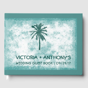 Tropical Palm Tree Beach Wedding Guest Book
