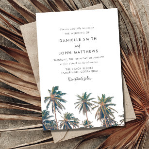 Tropical Palm Tree Beach Wedding Invitation