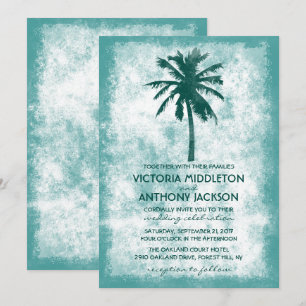 Tropical Palm Tree Beach Wedding Invitation