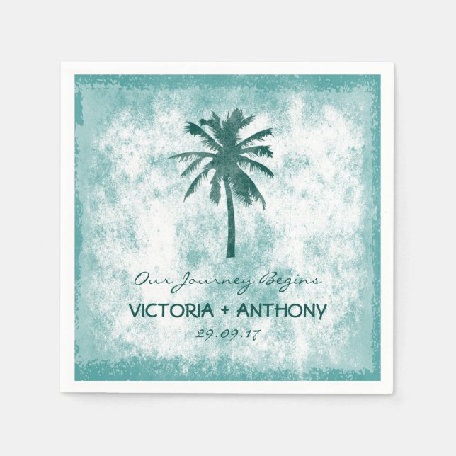 Tropical Palm Tree Beach Wedding Napkin (Front)