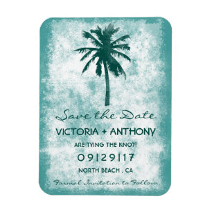 Tropical Palm Tree Beach Wedding Save The Date Magnet