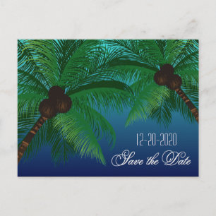 Tropical Palm Tree Beach Wedding Save the Dates Announcement Postcard