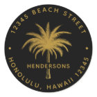Tropical Palm Tree Black & Gold Return Address