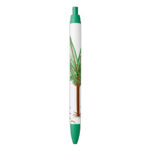 Tropical Palm Tree Black Ink Pen