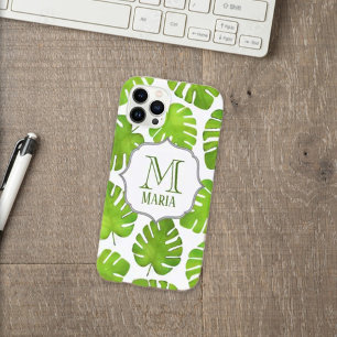 Tropical Palm Tree Botanical Monogram Personalize  iPhone 13 Case