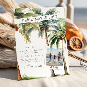 Tropical Palm Tree Christmas In July  Invitation