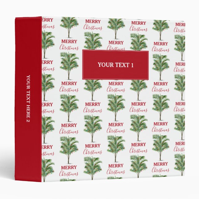 Tropical Palm Tree Christmas Tree Holiday Binder (Front/Spine)