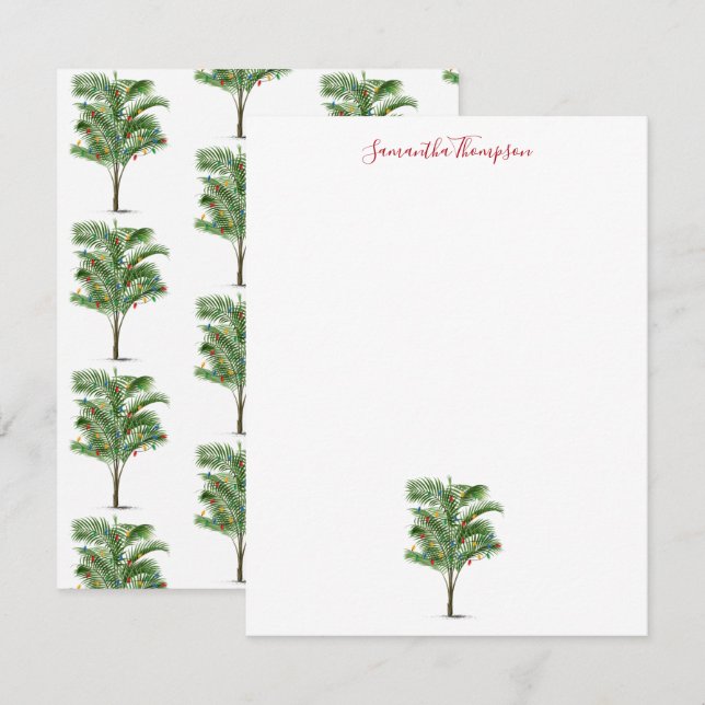 Tropical Palm Tree Christmas Tree Holiday Card (Front/Back)