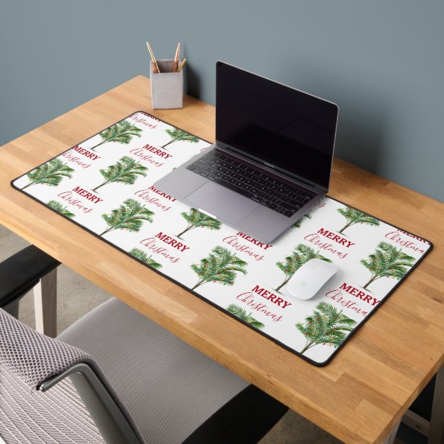Tropical Palm Tree Christmas Tree Holiday Desk Mat (Office 2)