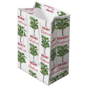 Tropical Palm Tree Christmas Tree Holiday Medium Gift Bag