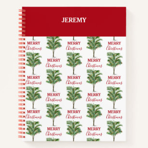 Tropical Palm Tree Christmas Tree Holiday Notebook