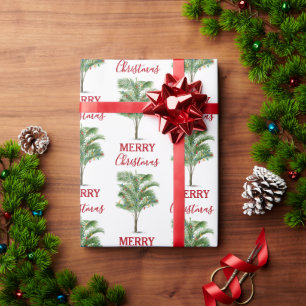 Tropical Palm Tree Christmas Tree Holiday Wrapping Paper