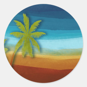 Tropical Palm Tree Classic Round Sticker