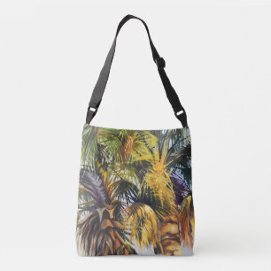 Tropical Palm Tree Colourful Original Painting Crossbody Bag