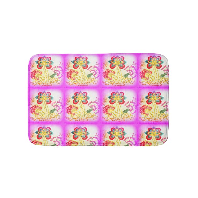 tropical palm tree design bath mat (Front)