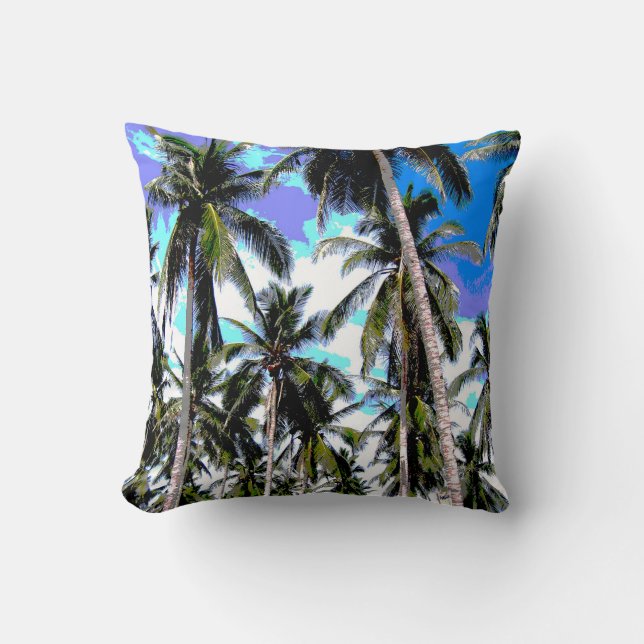 Tropical Palm Tree Design Throw Pillow (Front)