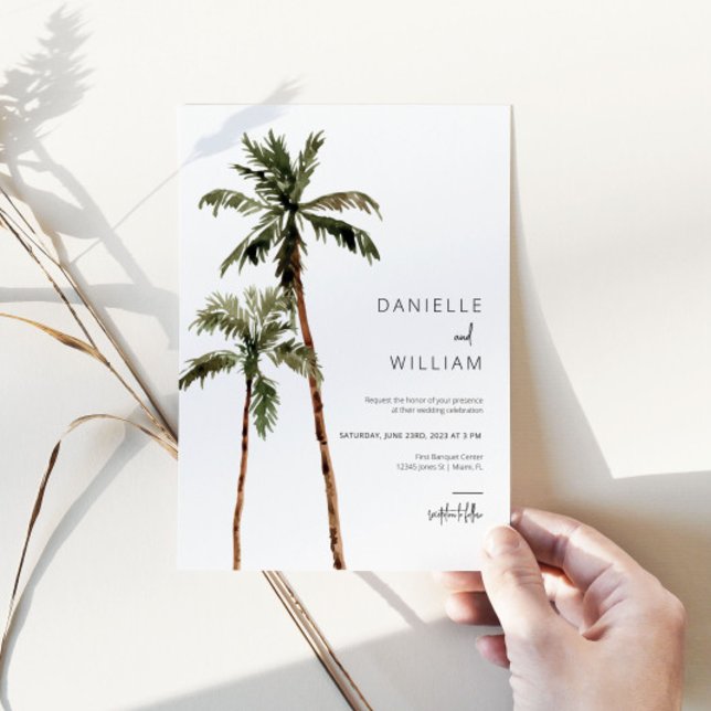 Tropical Palm Tree Destination Wedding Invitation (Creator Uploaded)