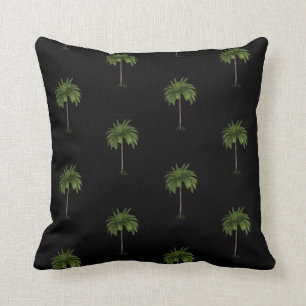 Tropical Palm Tree Elegant Black Modern Throw Pillow