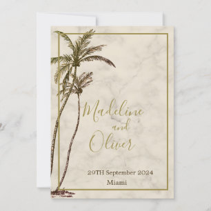 Tropical Palm Tree Elegant Modern Rustic Wedding Invitation