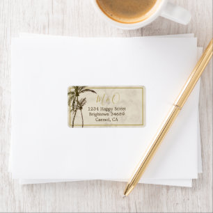 Tropical Palm Tree Elegant Modern Rustic Wedding Label