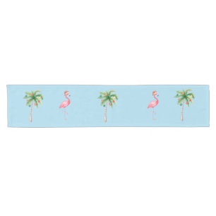 Tropical Palm Tree Flamingo Holiday Party  Short Table Runner