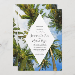 Tropical Palm Tree Florida Beach Wedding Invitation
