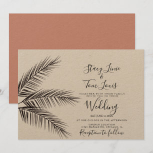 Tropical Palm Tree Foliage Hand Drawn Earthy Invitation