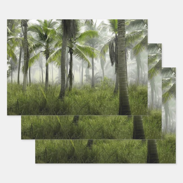 Tropical Palm Tree Forest Wrapping Paper Sheet (Set)