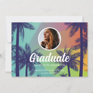 Tropical Palm Tree Graduation Invitation