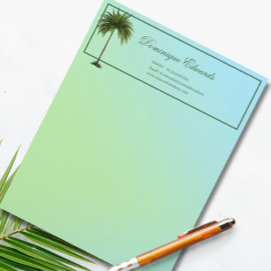  Tropical Palm Tree Green Modern Professional Letterhead