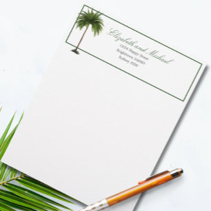  Tropical Palm Tree Green Stylish  Letterhead