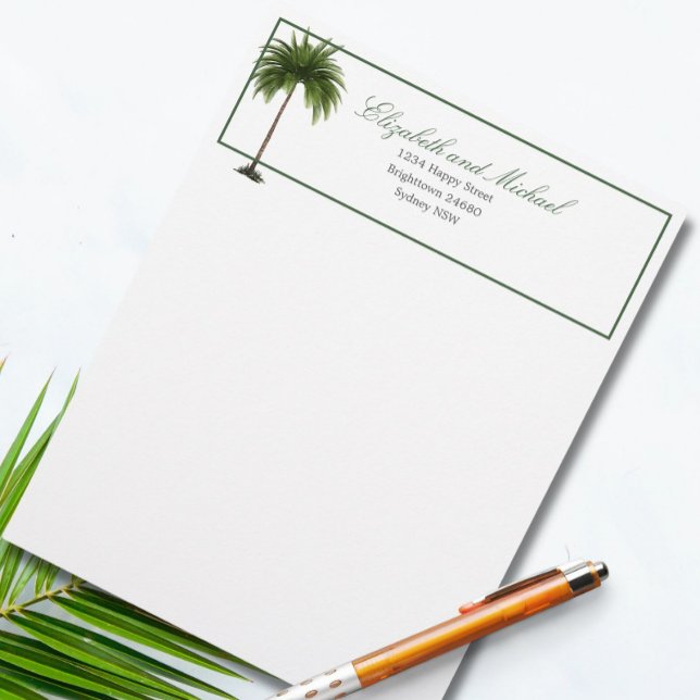  Tropical Palm Tree Green Stylish  Letterhead (Creator Uploaded)