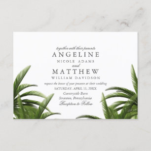 Tropical Palm Tree Green Wedding Card
