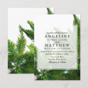 Tropical Palm Tree Green Wedding Card