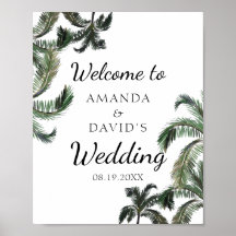 Tropical Palm Tree Greenery Beach Wedding Welcome