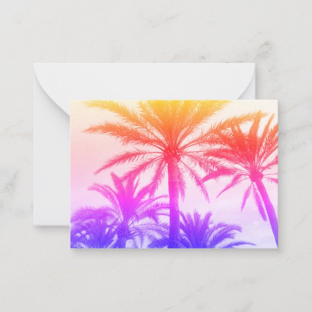 tropical palm tree in retro neon 80's summer vibe  card (Front)