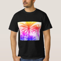 tropical palm tree in retro neon 80's summer vibe 