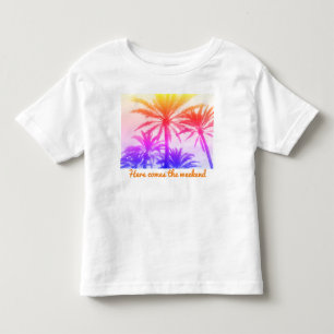 tropical palm tree in retro neon 80's summer vibe  toddler t-shirt